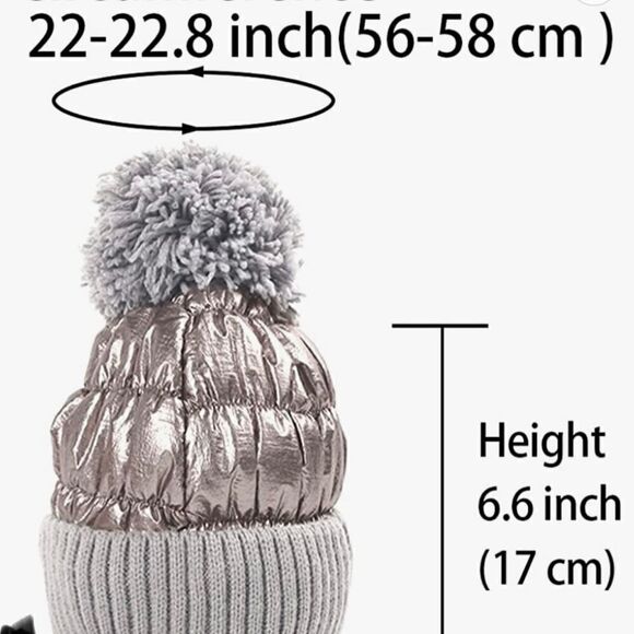 Beanie puffer Cuff Beanie Skull hat pom Pompom Fleece Lined Winter Cap main image 10